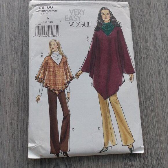 Vogue Other - Vogue Poncho, Top and Bootleg Pants Sewing Pattern Size 6-10 UNCUT 8166